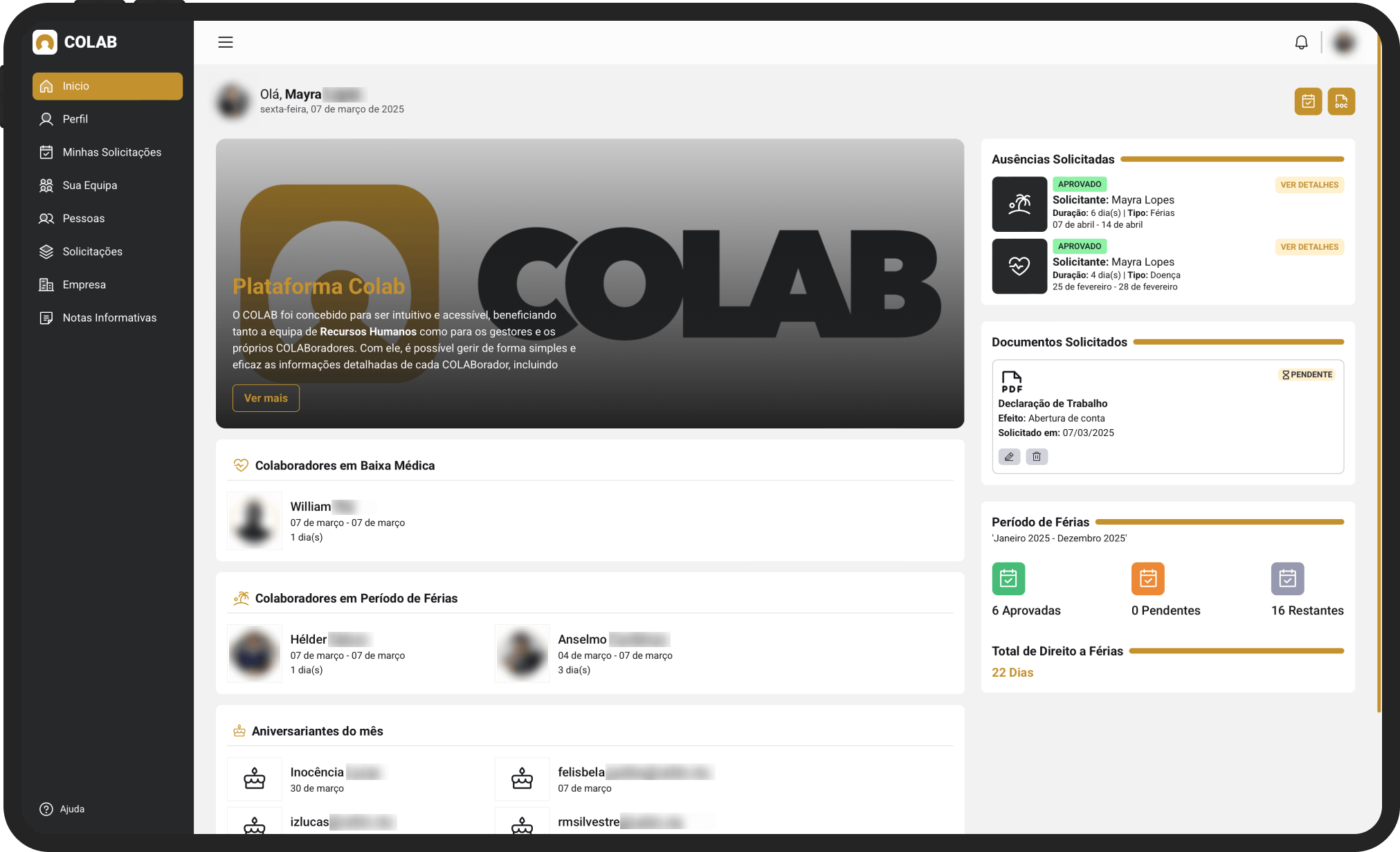 Colab dashboard